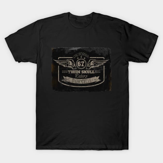 Dyer Cycle '67 - Twin Skulls T-Shirt by MotoGirl